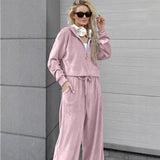 Velvet Collar Long-Sleeved Trousers Loose-Fitting Suit 2025 Autumn And Winter Fashion New Two-Piece Set 68HZ