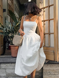 French Temperament Slings Bare Back Pony Pony Pony White Dress 2025 Autumn And Winter Fashion New Women's Dress 68HZ