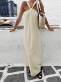 Colorless Sleeveless Hanging Neck Beach Casual Dress 2025 Autumn Fashion Simple New And Ankle Dress Woman 68HZ