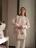 Autumn New Love To The Flower Jacket Sweater Lady Round Collar Long Sleeve Bottom Shirt Women Simple Top 68HZ