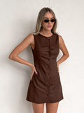 Autumn New Cotton Sleeveless Vest Skirt High-End Temperament Elegant Body Dress A-Sword Skirt 68HZ