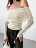 Spring And Summer Sexy Design Feeling A Word To Tie The Shoulder Sleeves Knitted T-Shirt Fashion Blouse Woman 68HZ