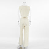 Street Style Fashion Casual Set Cassette Cotton Sleeveless Top Trousers Two Sets Of Summer Women 68HZ