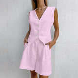 2025 Design Cotton Suit Vest Suit Women's Summer Leisure Sleeveless Vest Shorts Two-Set 68HZ
