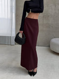 Design Feeling Solid Color Royal Sister Style Slim Thin Open Skirt Half Dress Women Fashion One Dress 68HZ