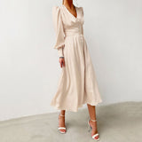 Spring 2025 New Densate Dress Female Design Lantern Sleeves To Show Thin Temperament Long Dress 68HZ