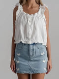 French Pure-Style Cotton Flying Sleeves Of The Flower Loaf Side Vest 2025 Spring And Summer Fashion New Top Lady 68HZ