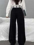2025 Autumn Commuting Color Suit Pants Women's Casual Drag Trousers Wide Leg Trousers Design Women's Clothing 68HZ