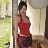 Spring 2025 New Women's Clothing Solid Color Repair Street Fashion Slings Hanging Neck-Lup Vest Women 68HZ