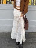 2025 Temperament Micro-Permeable Lace Loose Fashion Commuting And Ankle Skirt Summer Burst Apricot Skirt 68HZ