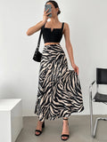 High Waist Slim Slim Zebra A Swing Skirt Mid-Dress 2025 Autumn And Winter Fashion New Women's Dress Dress 68HZ