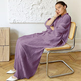 Autumn/Winter 2025 New Long-Sleeved Lap Folding Shirt Women's Broad-Legged Drag Feeling Wrinkled Trouser Set Solid Color 68HZ