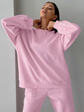 Pink Autumn And Winter New Velvet Long-Sleeved Casual Set 2025 Fashion Two-Piece Women 68HZ
