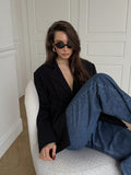 Autumn And Winter Retro Style Black Temperament Tailor Blazer Casual Fashion Suit Collar Thin Top 68HZ