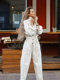 Autumn And Winter Commuter Workwear Fashion Collar Long Sleeve Casual Temperament Relaxed Classic Wide Foot Jump-Fitting Trousers Women's Clothing 68HZ