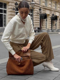 Autumn Languid Suit Version Of Loose Feeling Wearing Ice Silk High Waist Thin Leg Pants Women Pressured Folding Casual Pants 68HZ