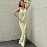 A Mute-Colored Yellow Vest Dress Dress Dress Dress 2025 Spring And Summer Fashion Two Sets Of Women 68HZ