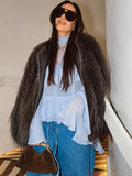 Blue High-Collar Temperament Horn Sleeves Of The Lady's Shirt 2025 Spring And Summer Fashion New Top 68HZ